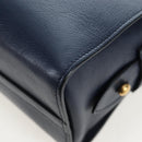 PRADA Vitterodino Hand Bag Leather 2way Navy Gold Tone Auth BA14804V-19