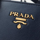 PRADA Vitterodino Hand Bag Leather 2way Navy Gold Tone Auth BA14804V-20