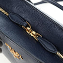PRADA Vitterodino Hand Bag Leather 2way Navy Gold Tone Auth BA14804V-21