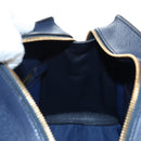 PRADA Vitterodino Hand Bag Leather 2way Navy Gold Tone Auth BA14804V-23