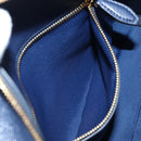 PRADA Vitterodino Hand Bag Leather 2way Navy Gold Tone Auth BA14804V-27
