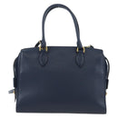 PRADA Vitterodino Hand Bag Leather 2way Navy Gold Tone Auth BA14804V-2