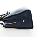 PRADA Vitterodino Hand Bag Leather 2way Navy Gold Tone Auth BA14804V-3