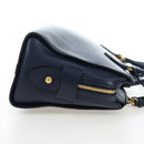 PRADA Vitterodino Hand Bag Leather 2way Navy Gold Tone Auth BA14804V-4