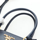 PRADA Vitterodino Hand Bag Leather 2way Navy Gold Tone Auth BA14804V-14