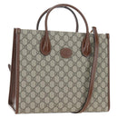 GUCCI GG Supreme Tote Bag PVC Leather 2way Beige Gold Tone 659983 Auth BA14805V-1