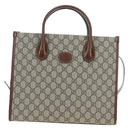 GUCCI GG Supreme Tote Bag PVC Leather 2way Beige Gold Tone 659983 Auth BA14805V-2