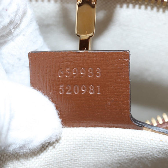 GUCCI GG Supreme Tote Bag PVC Leather 2way Beige Gold Tone 659983 Auth BA14805V