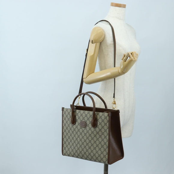 GUCCI GG Supreme Tote Bag PVC Leather 2way Beige Gold Tone 659983 Auth BA14805V