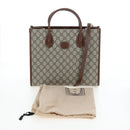 GUCCI GG Supreme Tote Bag PVC Leather 2way Beige Gold Tone 659983 Auth BA14805V-28