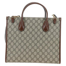 GUCCI GG Supreme Tote Bag PVC Leather 2way Beige Gold Tone 659983 Auth BA14805V-3