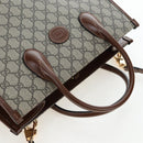 GUCCI GG Supreme Tote Bag PVC Leather 2way Beige Gold Tone 659983 Auth BA14805V-6