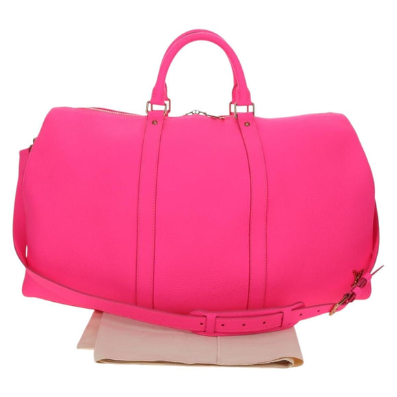 LOUIS VUITTON Keepall Bandouliere 50 Taurillon Fuchsia M56925 Auth BA14808SM