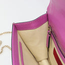 VALENTINO Studs Chain Shoulder Bag Leather Pink Gold Tone Auth BA14809A-21