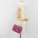 VALENTINO Studs Chain Shoulder Bag Leather Pink Gold Tone Auth BA14809A-25
