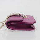 VALENTINO Studs Chain Shoulder Bag Leather Pink Gold Tone Auth BA14809A-4