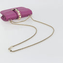 VALENTINO Studs Chain Shoulder Bag Leather Pink Gold Tone Auth BA14809A-7