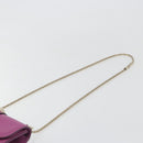VALENTINO Studs Chain Shoulder Bag Leather Pink Gold Tone Auth BA14809A-8