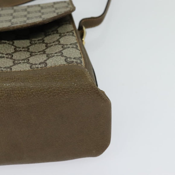 GUCCI GG Supreme Shoulder Bag PVC Beige Gold Auth BA1481