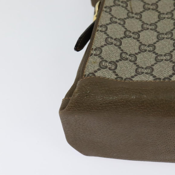 GUCCI GG Supreme Shoulder Bag PVC Beige Gold Auth BA1481