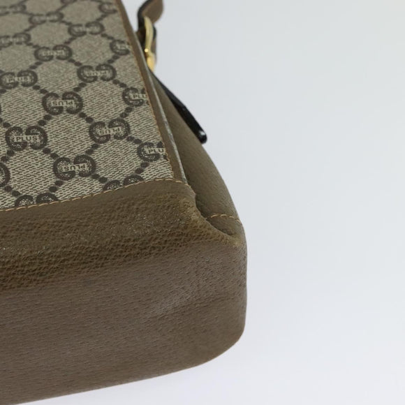 GUCCI GG Supreme Shoulder Bag PVC Beige Gold Auth BA1481