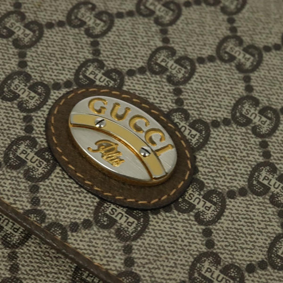 GUCCI GG Supreme Shoulder Bag PVC Beige Gold Auth BA1481