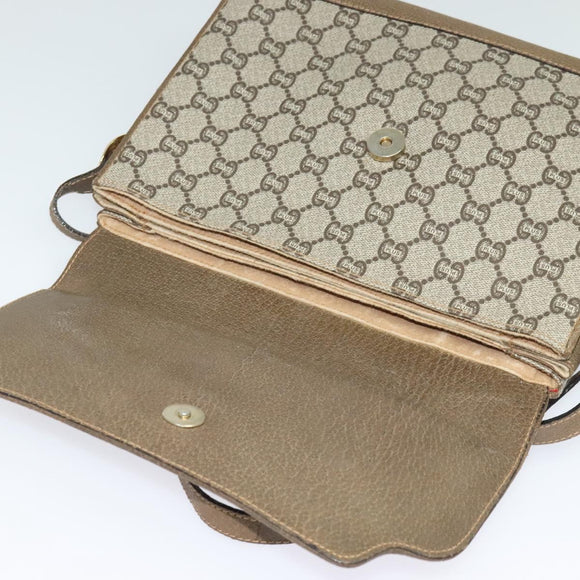 GUCCI GG Supreme Shoulder Bag PVC Beige Gold Auth BA1481