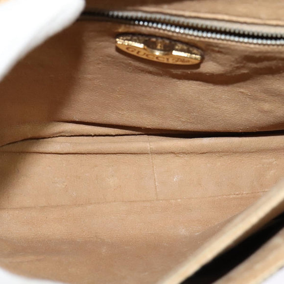 GUCCI GG Supreme Shoulder Bag PVC Beige Gold Auth BA1481