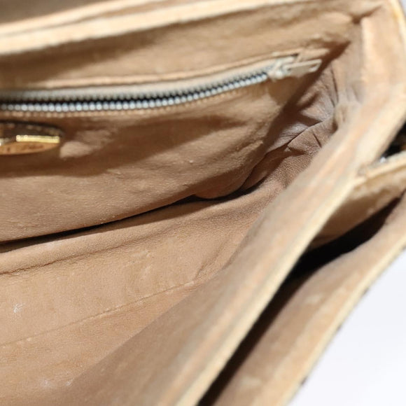 GUCCI GG Supreme Shoulder Bag PVC Beige Gold Auth BA1481