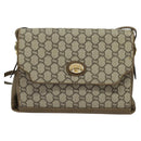 GUCCI GG Supreme Shoulder Bag PVC Beige Gold Auth BA1481-13