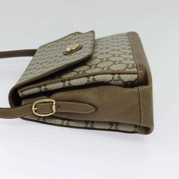 GUCCI GG Supreme Shoulder Bag PVC Beige Gold Auth BA1481