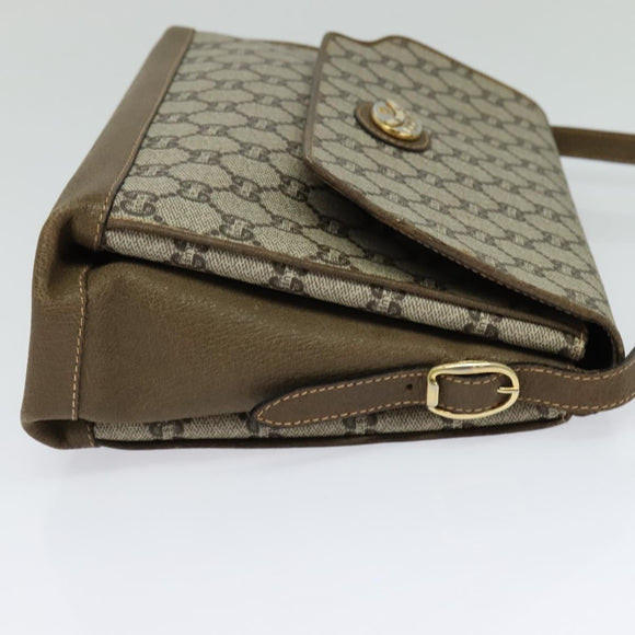 GUCCI GG Supreme Shoulder Bag PVC Beige Gold Auth BA1481