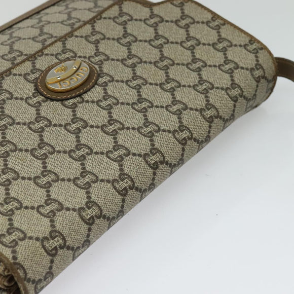 GUCCI GG Supreme Shoulder Bag PVC Beige Gold Auth BA1481