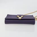 SAINT LAURENT Chain Shoulder Bag Leather Purple Gold Tone 311215 Auth BA14810V-5