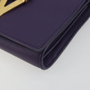 SAINT LAURENT Chain Shoulder Bag Leather Purple Gold Tone 311215 Auth BA14810V-9