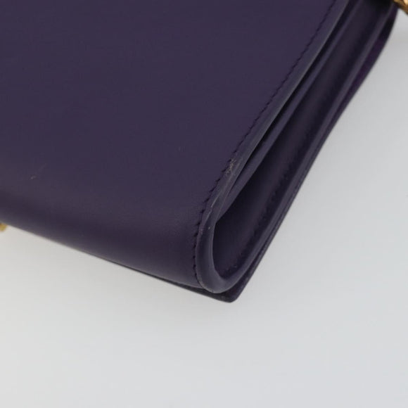 SAINT LAURENT Chain Shoulder Bag Leather Purple Gold Tone 311215 Auth BA14810V