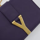 SAINT LAURENT Chain Shoulder Bag Leather Purple Gold Tone 311215 Auth BA14810V-18