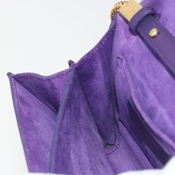 SAINT LAURENT Chain Shoulder Bag Leather Purple Gold Tone 311215 Auth BA14810V