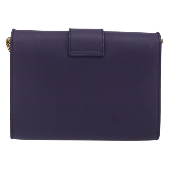 SAINT LAURENT Chain Shoulder Bag Leather Purple Gold Tone 311215 Auth BA14810V