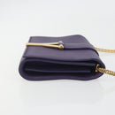 SAINT LAURENT Chain Shoulder Bag Leather Purple Gold Tone 311215 Auth BA14810V-3