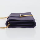 SAINT LAURENT Chain Shoulder Bag Leather Purple Gold Tone 311215 Auth BA14810V-4