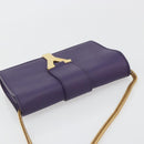 SAINT LAURENT Chain Shoulder Bag Leather Purple Gold Tone 311215 Auth BA14810V-6