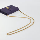 SAINT LAURENT Chain Shoulder Bag Leather Purple Gold Tone 311215 Auth BA14810V-7