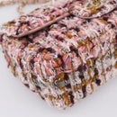 CHANEL Matelasse 20 Chain Shoulder Bag Tweed Pink Gold Tone CC Auth BA14811SM-14