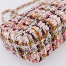 CHANEL Matelasse 20 Chain Shoulder Bag Tweed Pink Gold Tone CC Auth BA14811SM-16