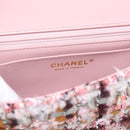 CHANEL Matelasse 20 Chain Shoulder Bag Tweed Pink Gold Tone CC Auth BA14811SM-17