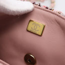 CHANEL Matelasse 20 Chain Shoulder Bag Tweed Pink Gold Tone CC Auth BA14811SM-12