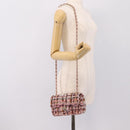 CHANEL Matelasse 20 Chain Shoulder Bag Tweed Pink Gold Tone CC Auth BA14811SM-24