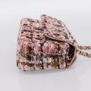 CHANEL Matelasse 20 Chain Shoulder Bag Tweed Pink Gold Tone CC Auth BA14811SM-4