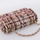 CHANEL Matelasse 20 Chain Shoulder Bag Tweed Pink Gold Tone CC Auth BA14811SM-6